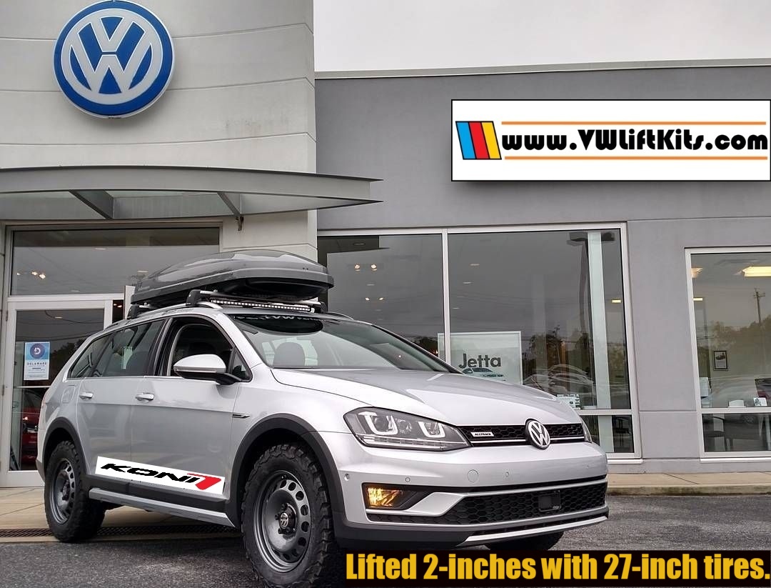 VW AllTrack / Golf Variant lifted 2-inches with 215/65R16 all-terrain tires.